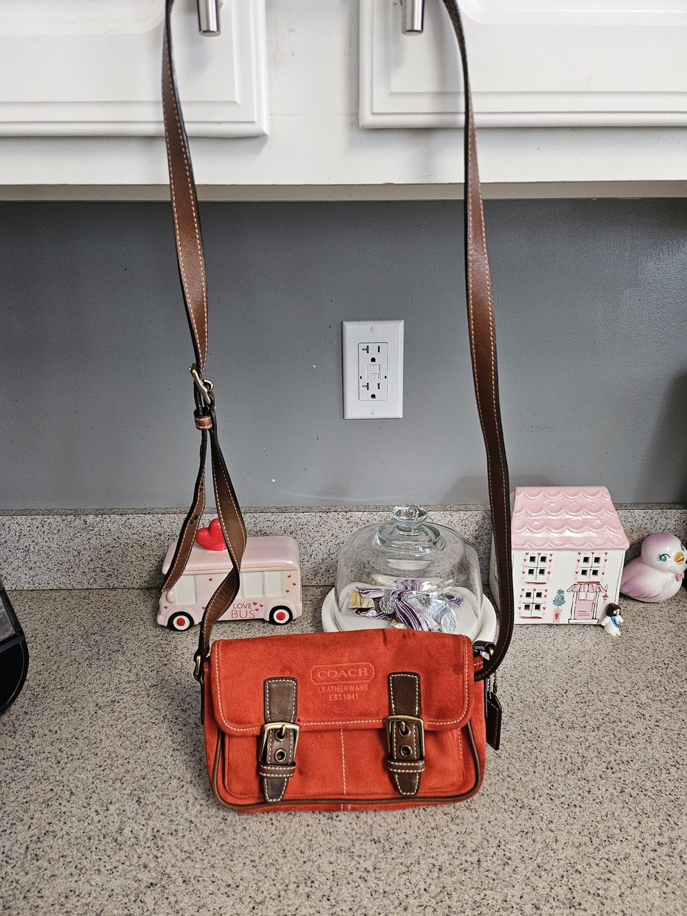 Coach Vintage Y2K Orange Suede Crossbody Bag (F3O-9358)